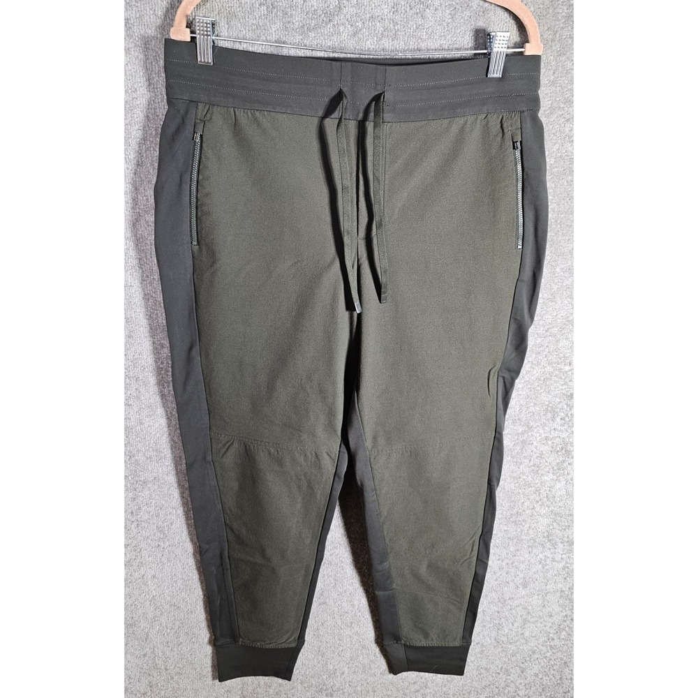 Athleta Headlands Hybrid Trek Jogger Pants Womens Sz 14 Green Pockets Drawstring